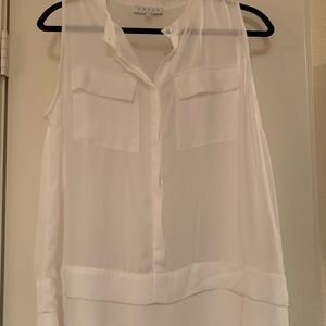 Sleeveless sheer white blouse